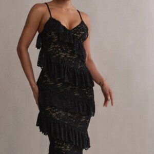 jluxlabel Black Feeling Of Forever Ruffle Dress - Small NWT